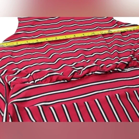 Ann Taylor Loft Women's Red, Black & Red Sleeveless Striped Dress Size MP - Picture 8 of 11